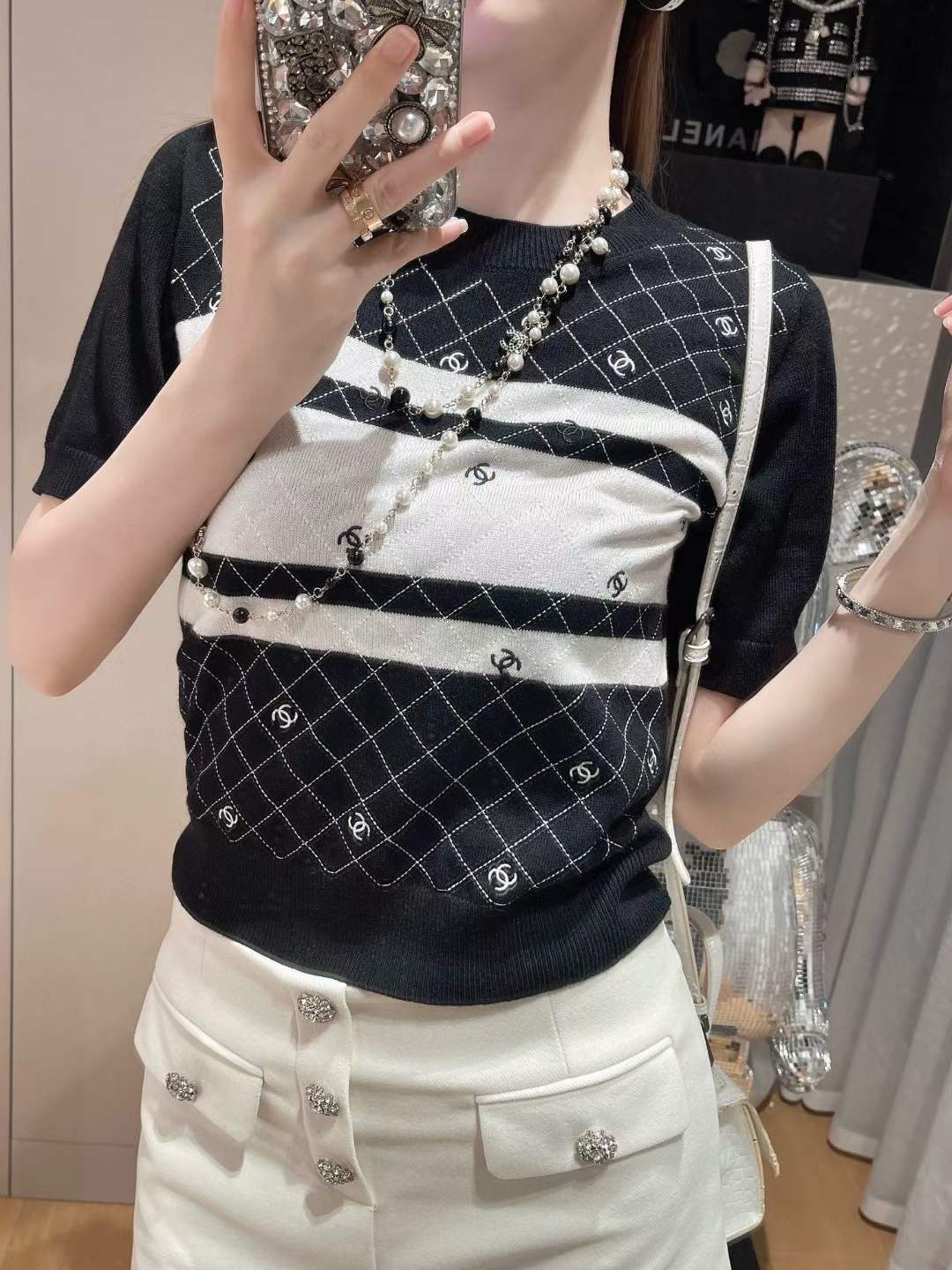 샤넬 반팔 니트 * 3컬러