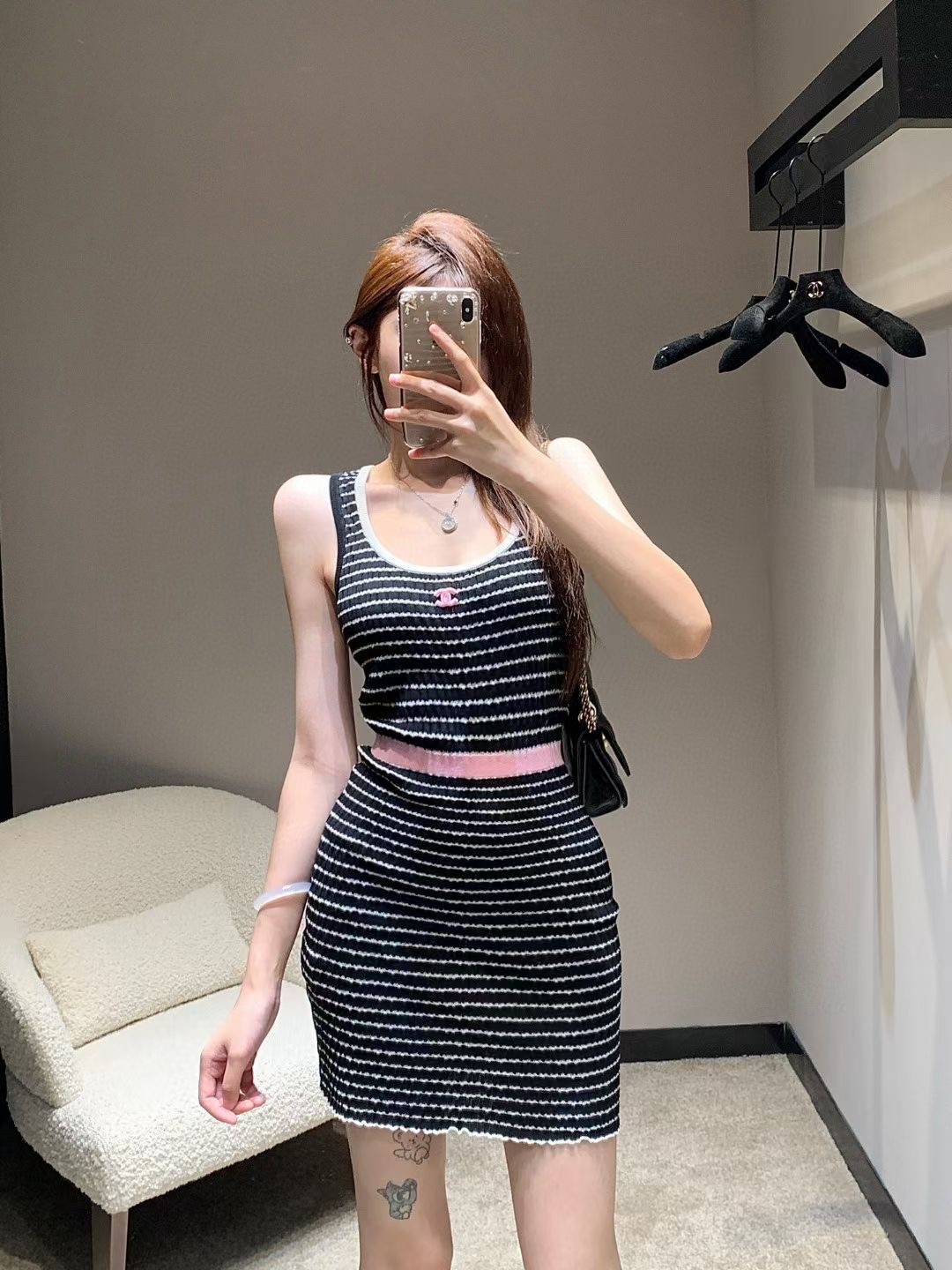 샤넬 민소매 니트 원피스