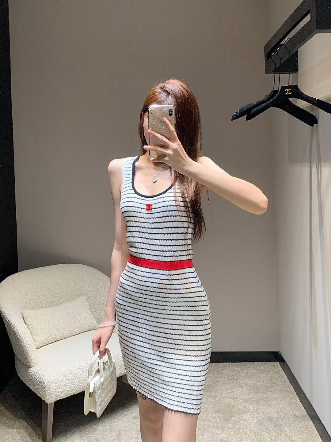 샤넬 민소매 니트 원피스