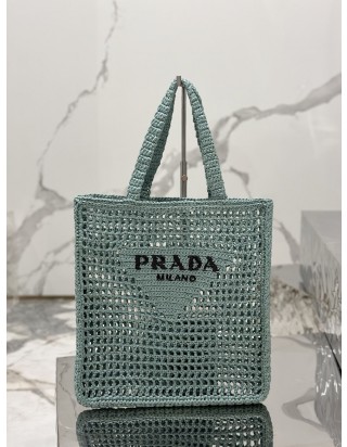 프라다 로고 크로셰 토트백
