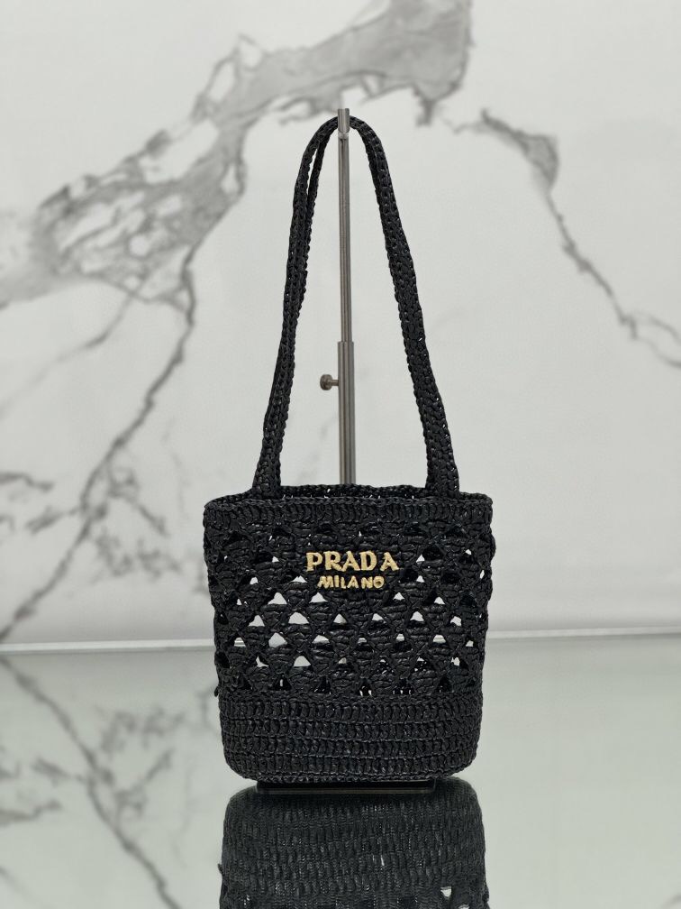 프라다 토트백 라피아 크로셰 내츄럴