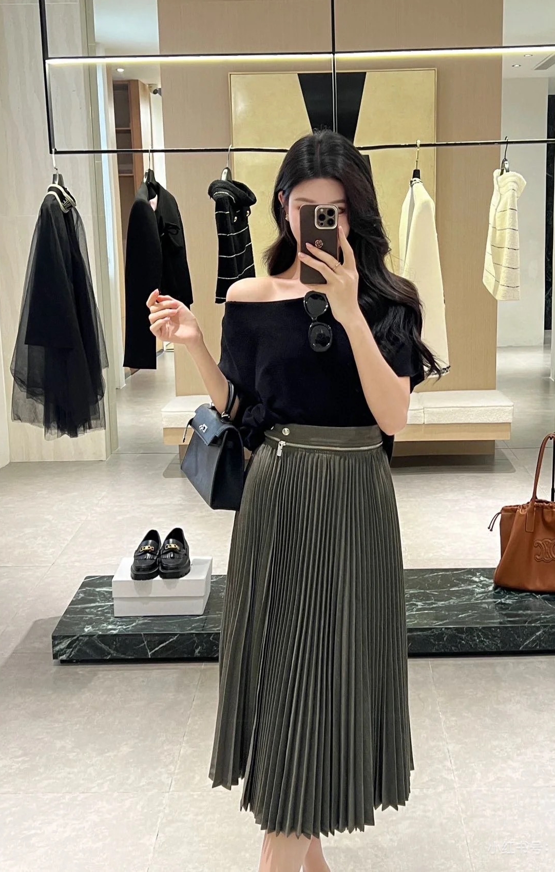 버버리 플리치 울 스커트