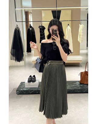 버버리 플리치 울 스커트