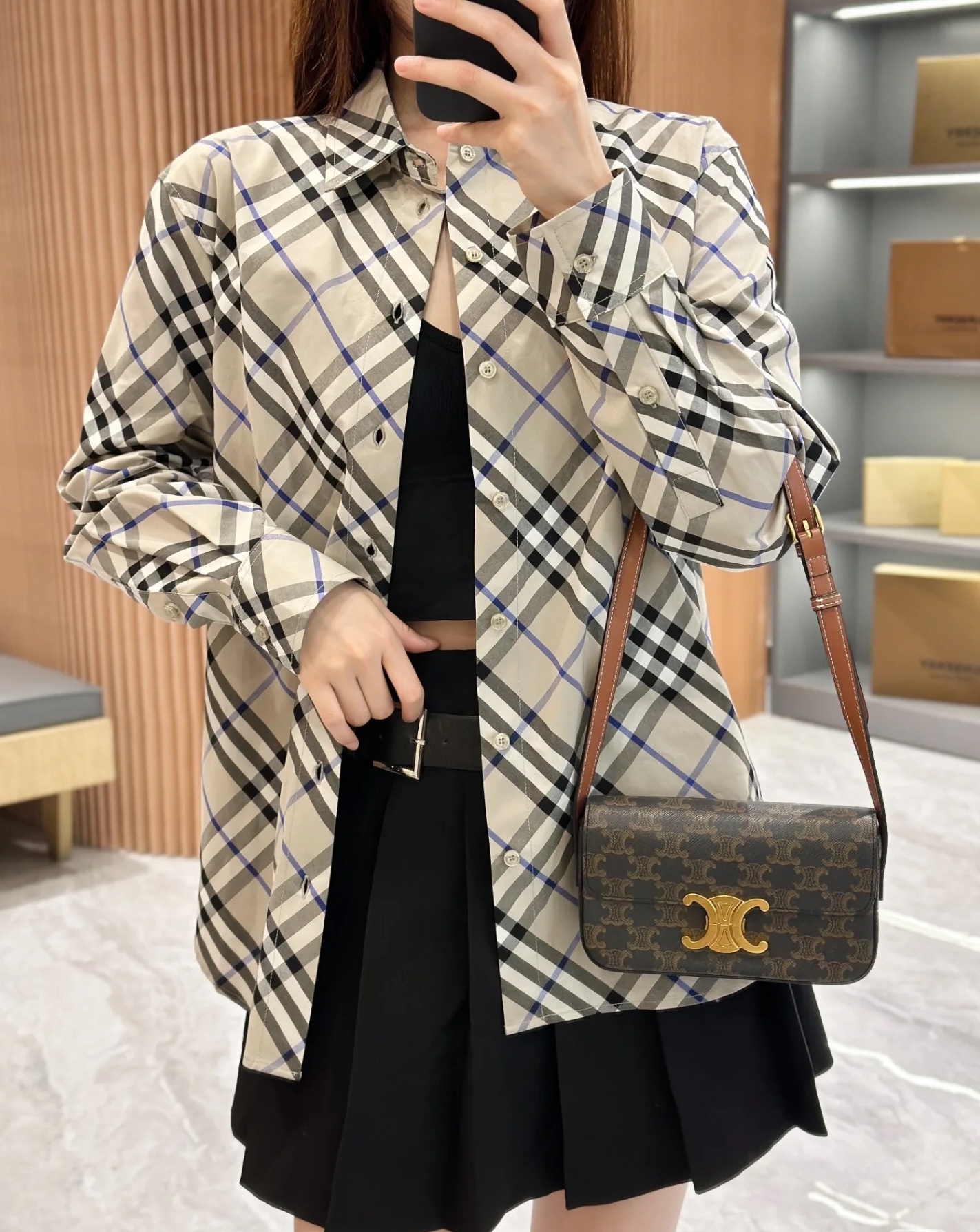 버버리 체크 코튼 셔츠