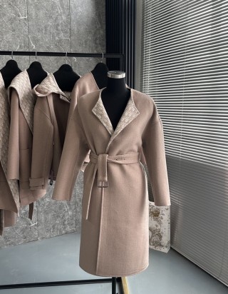 디올 오블리크 벨트 코트 브라운