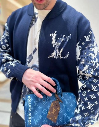 루이비통 지퍼 코튼 블렌드 블루종