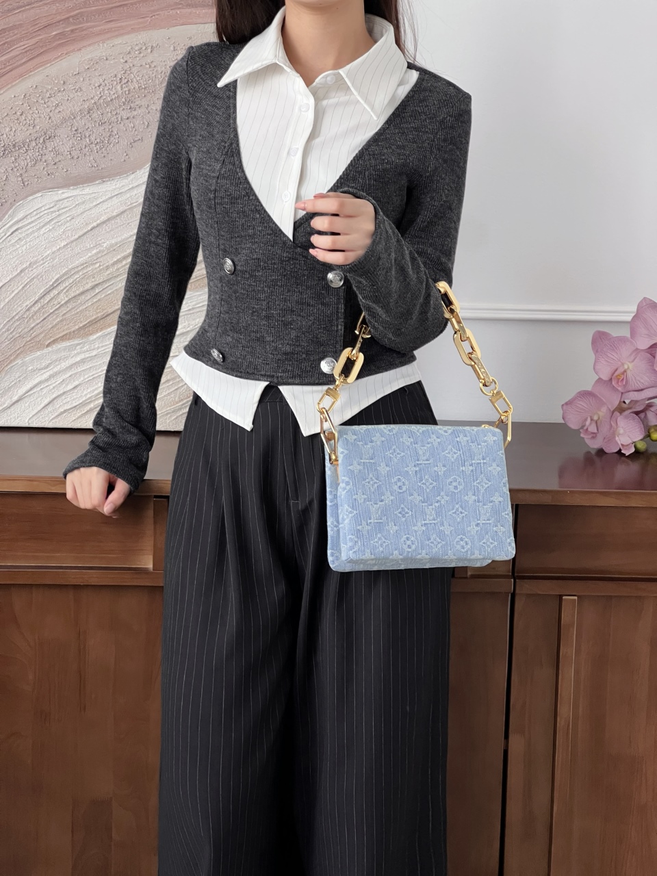 루이비통 쿠상 BB 스카이 블루 데님