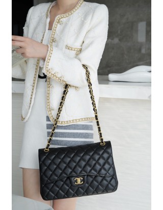 샤넬 클래식 플랩백 점보 블랙금장