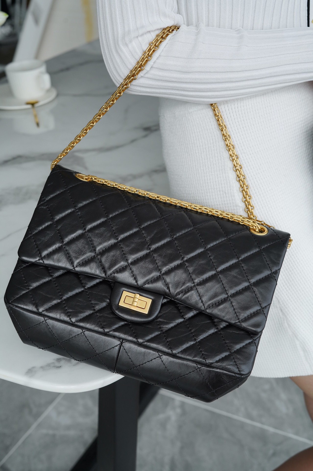 샤넬 빈티지 2.55 라지 금장