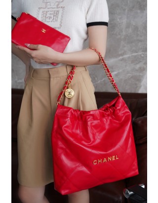 샤넬 22P 핸드백 미디움 레드