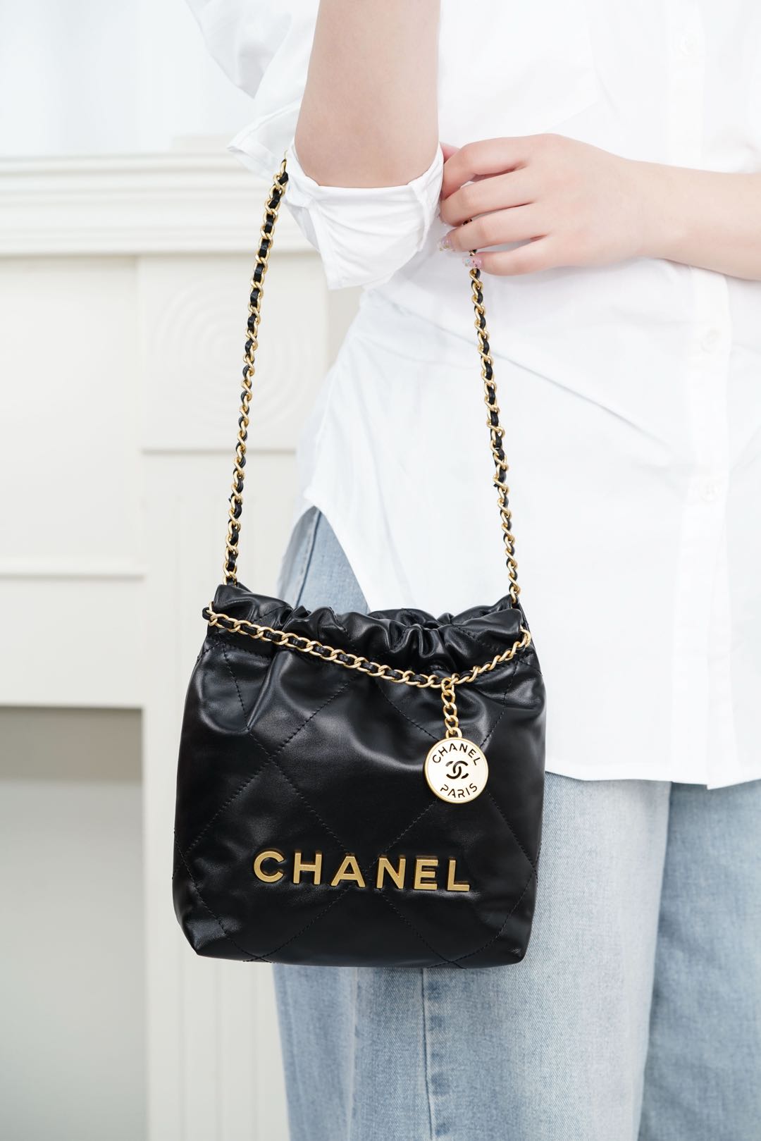 샤넬 25 백 미니 블랙 금장