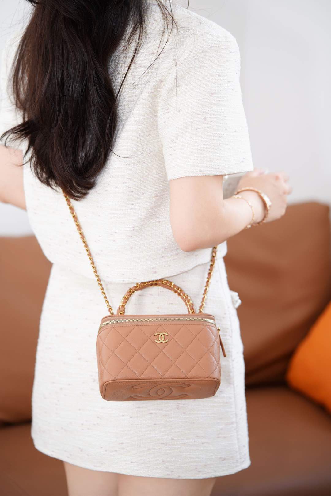 샤넬 베니티 탑 핸들 체인 백