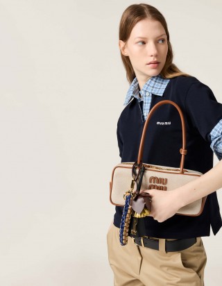 미우미우 캔버스 가죽 보 백 미디움