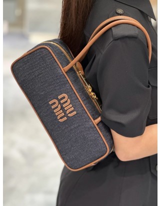 미우미우 보 데님 백 미디움