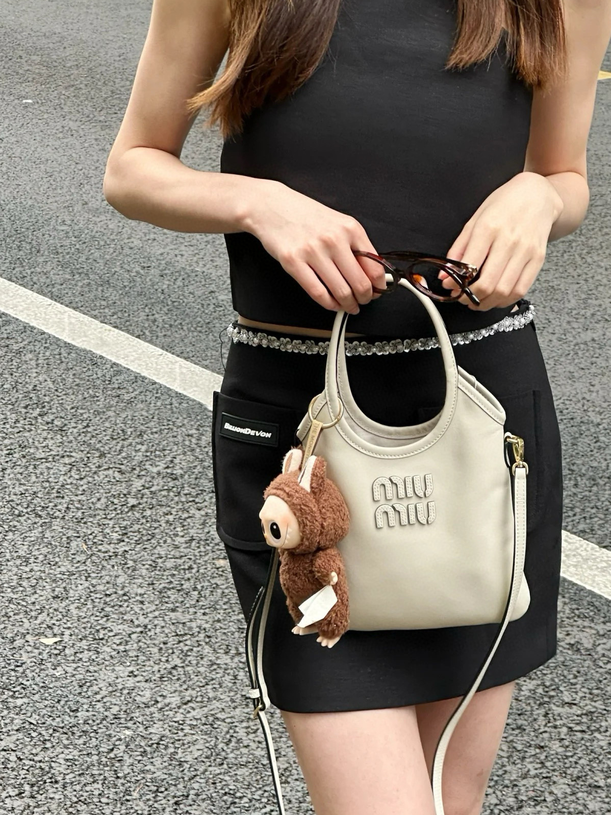 미우미우 아이비 캔버스 토트 백 스몰