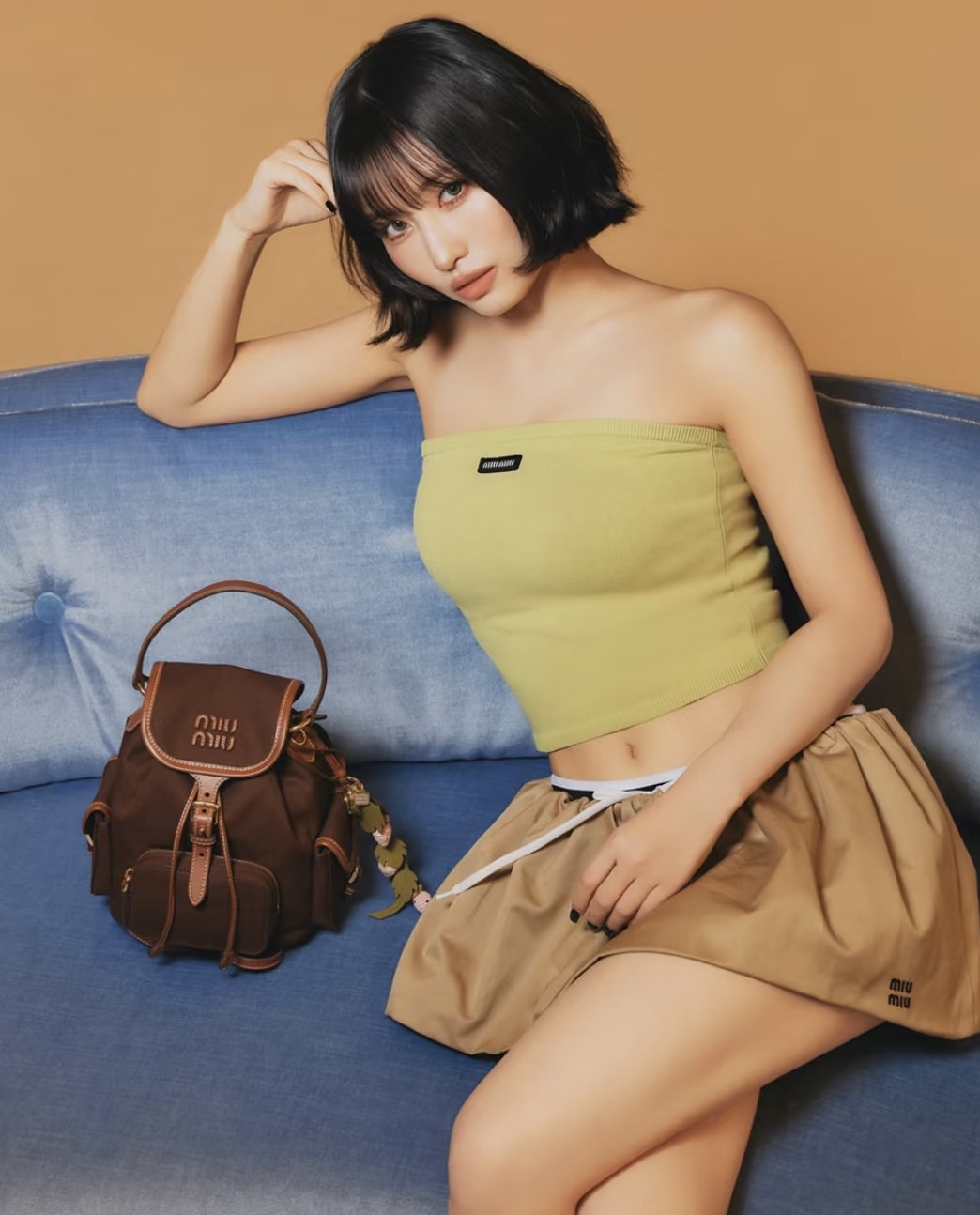 미우미우 켄버스 및 가죽 백팩