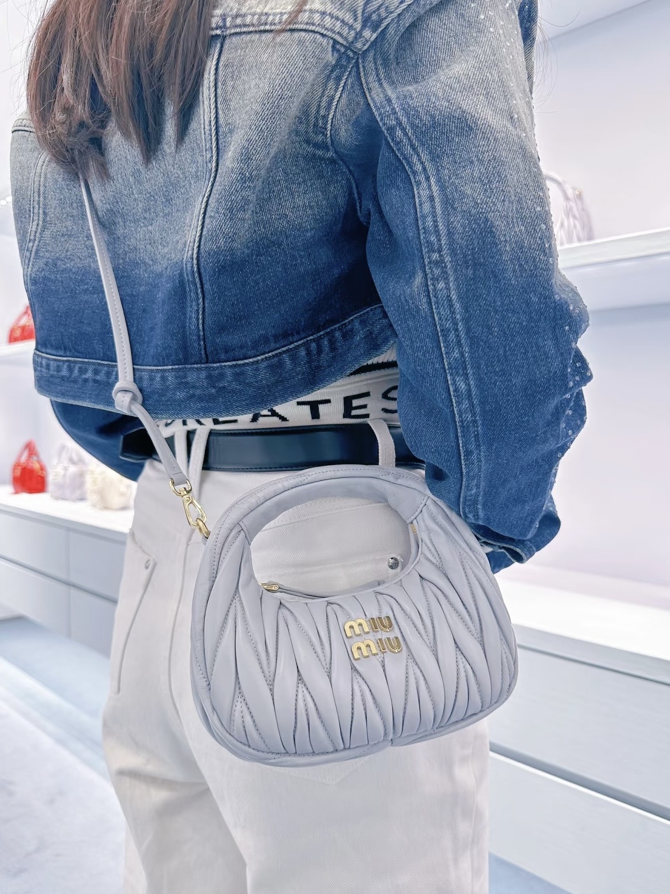 미우미우 완더 마테라세 나파 가죽 호보백 스몰