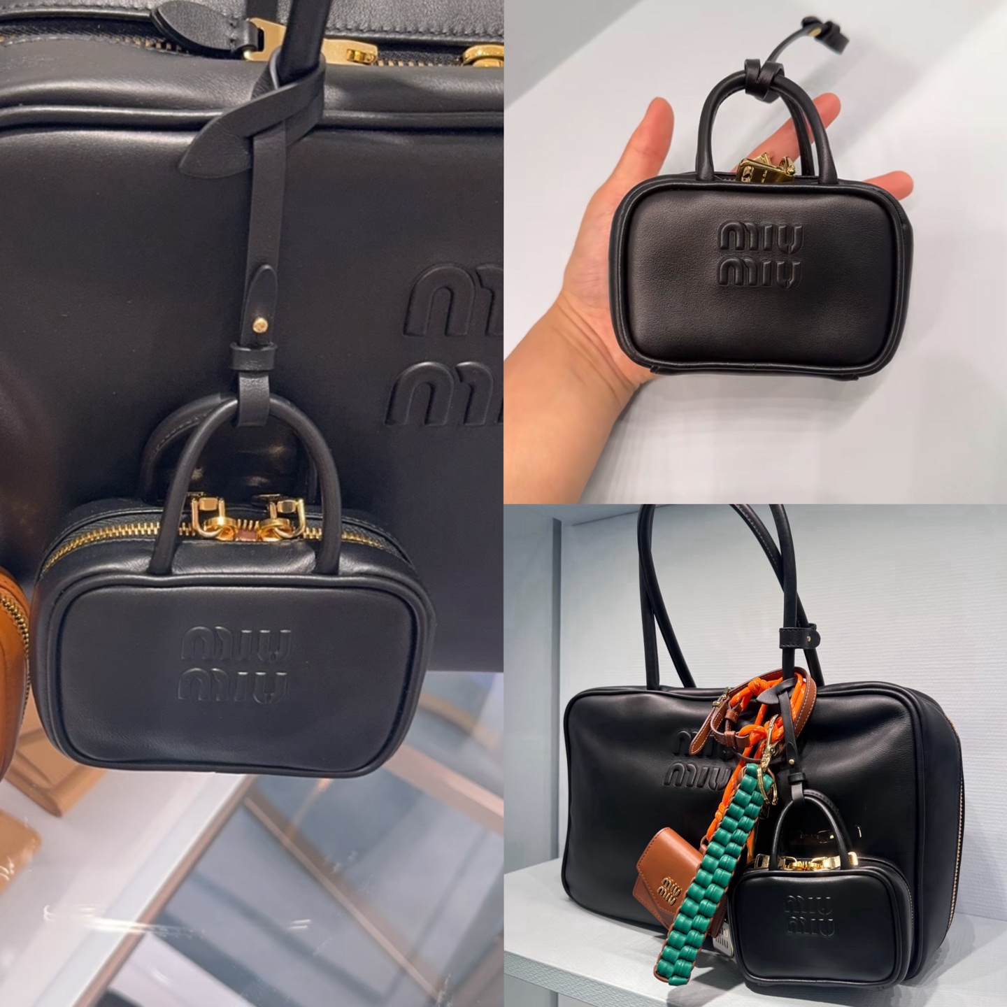 미우미우 레더 마이크로 보 백