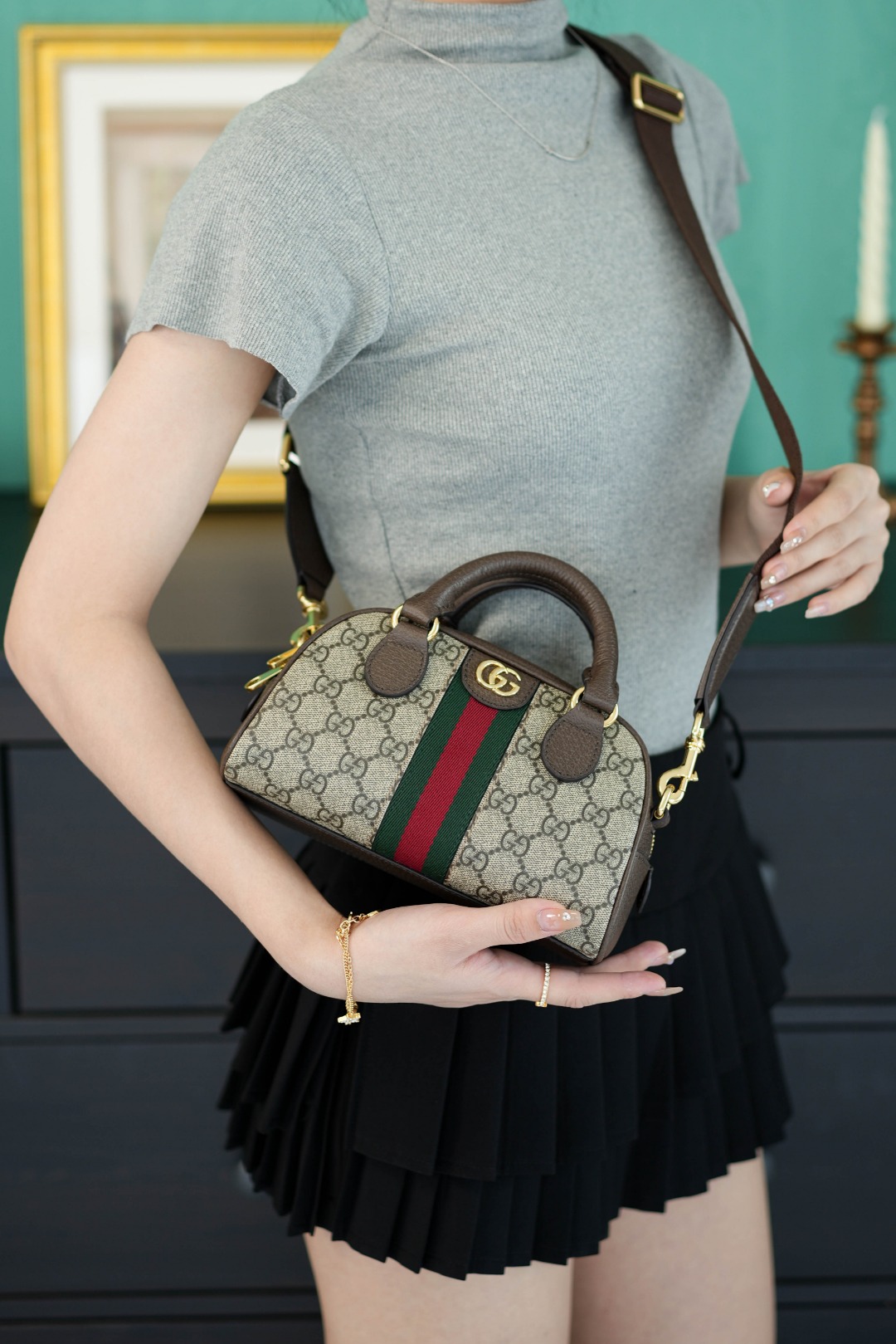 구찌 오피디아 탑 핸들 백 스몰