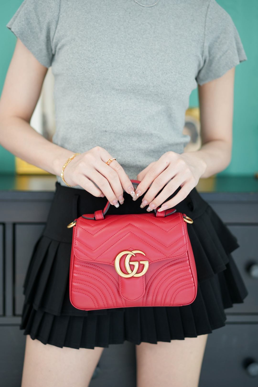 구찌 GG 마몽 마틀라세 숄더백 미니