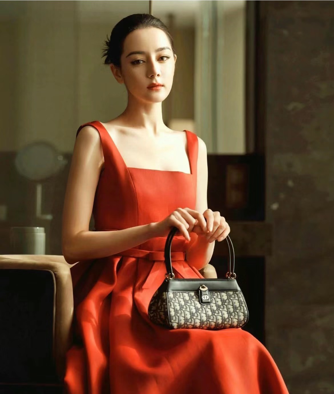 디올 오블리크 자카드 스몰 D 키 백