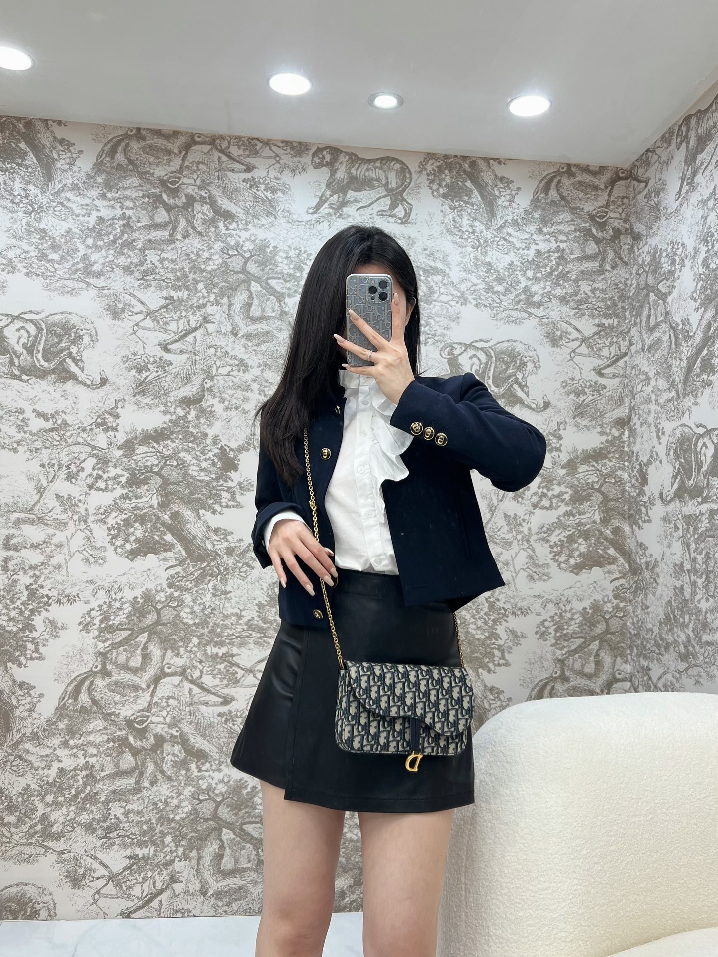 디올 새들 스몰 체인 파우치