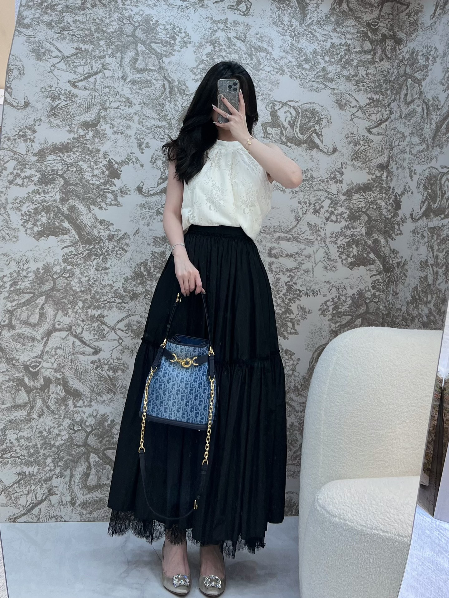 디올 쎄 오블리크 버킷 숄더 백 미디움