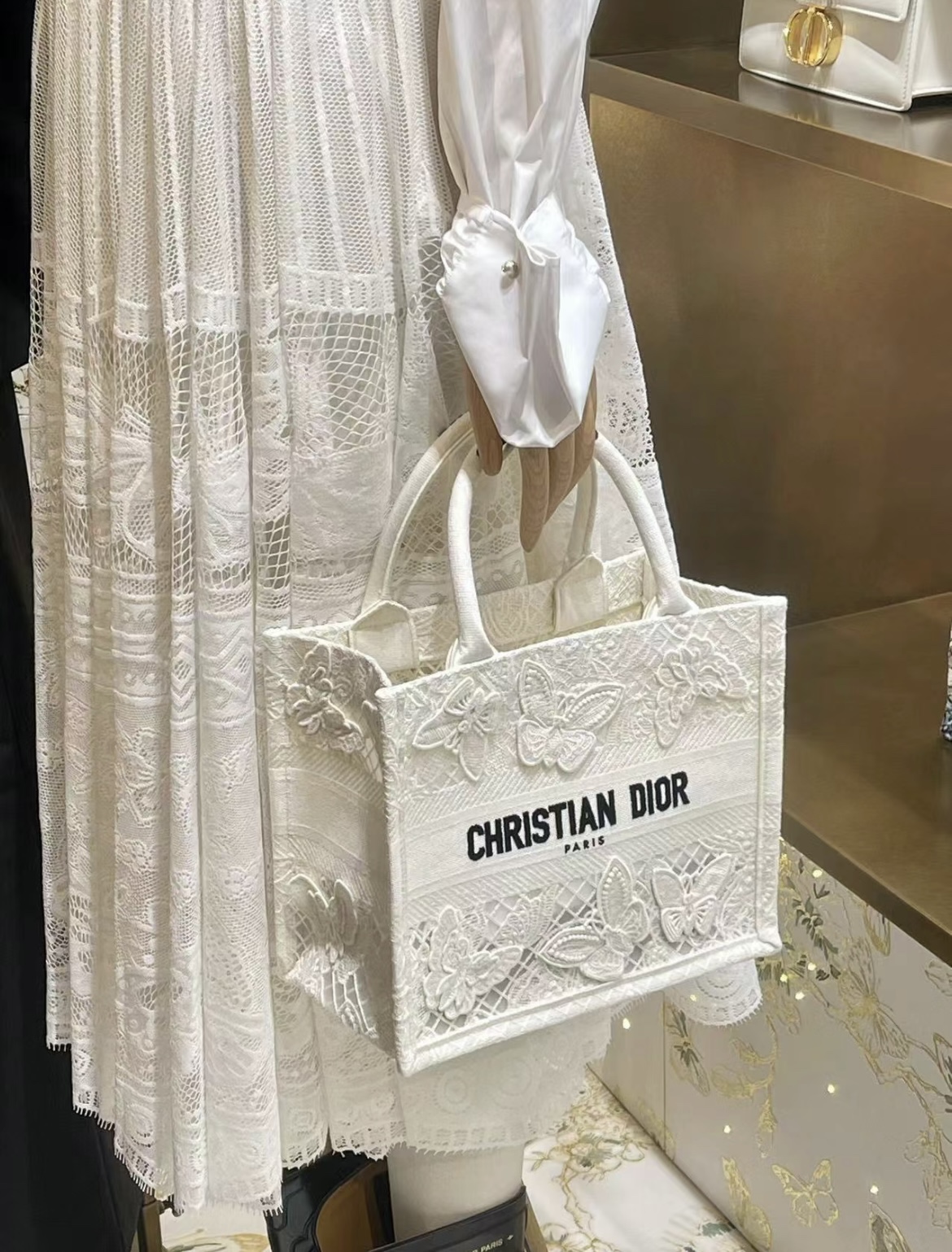 디올 북 토트백 화이트 스몰