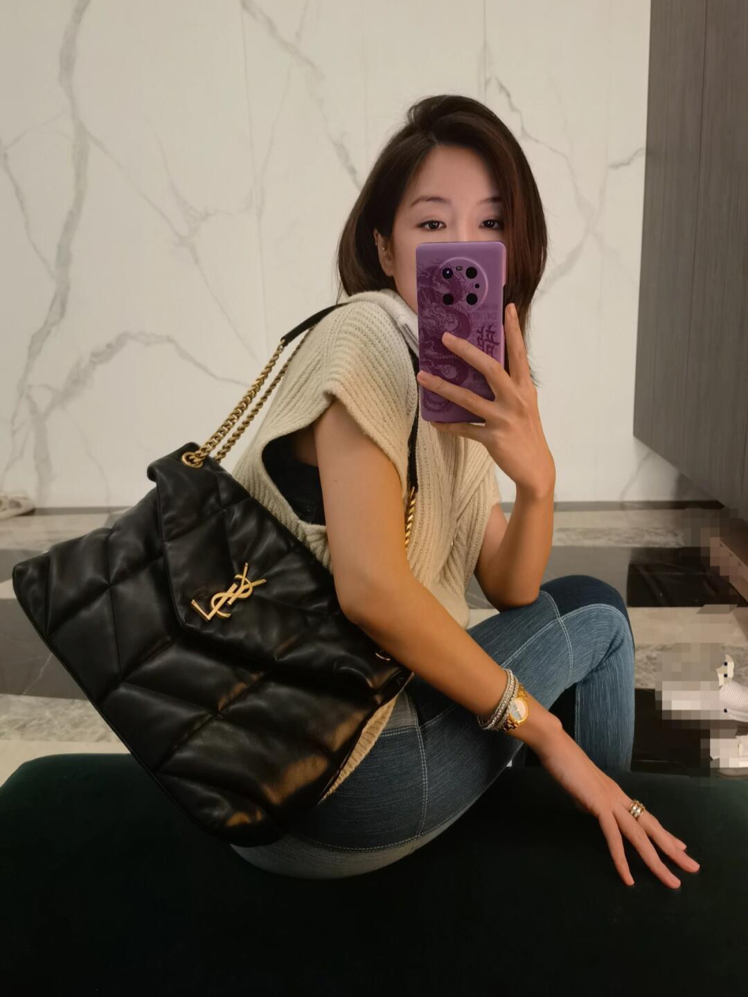 생로랑 루루 푸퍼백 라지